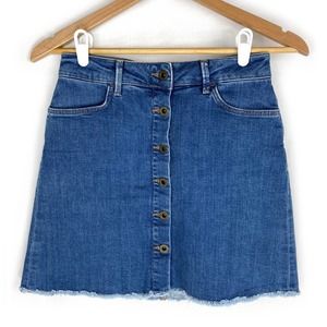 Mavi Skirt Blue Denim Buttoned Mini XS